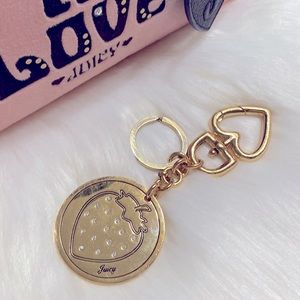 Juicy Couture Gold Strawberry Key Chain/Key Fob/Purse Charm